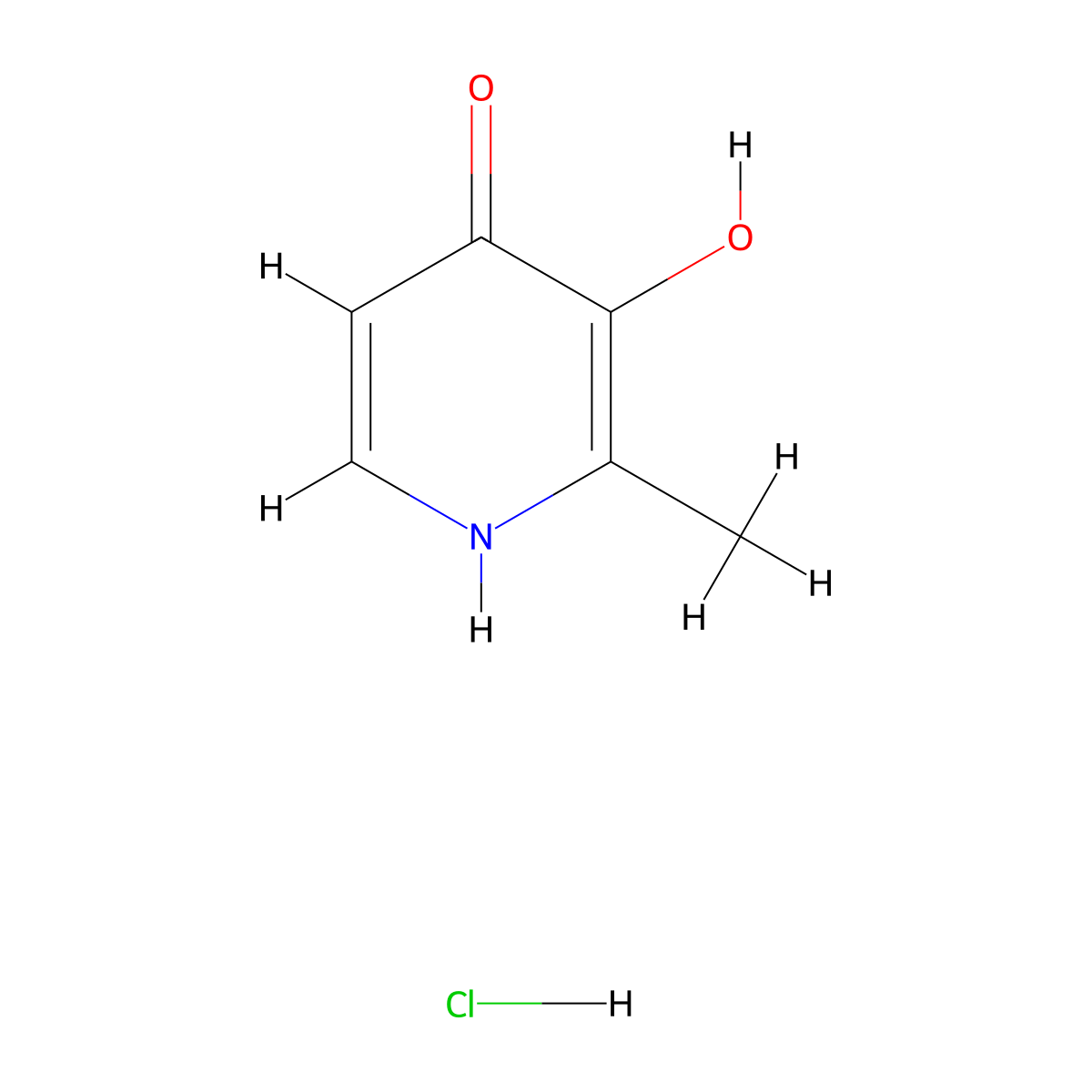 3-Hydroxy-2-methyl-1,4-dihydropyridin-4-one hydrochloride molecular structure, CAS 17184-18-8