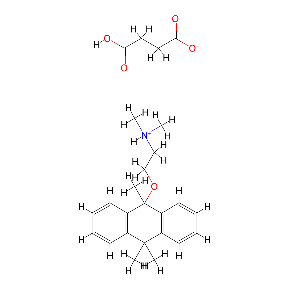 Ethylamine, N,N-dimethyl-2-(9,10,10-trimethyl-9-anthracenyloxy)-, succinate molecular structure, CAS 17185-26-1