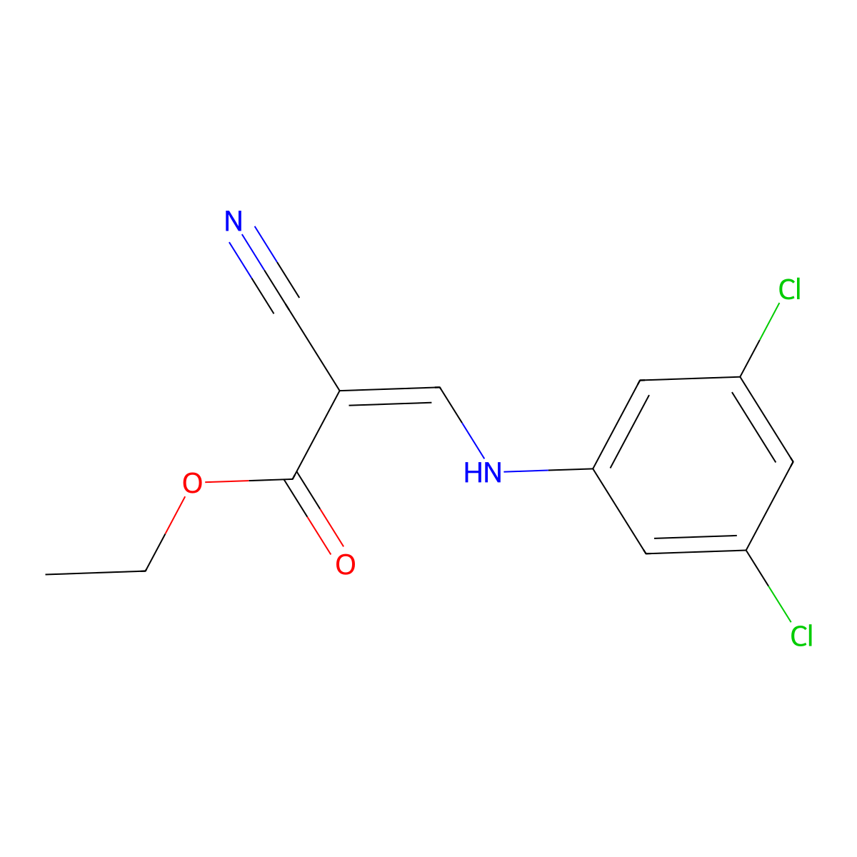 Ethyl 2-cyano-3-(3,5-dichloroanilino)prop-2-enoate molecular structure, CAS 171850-31-0