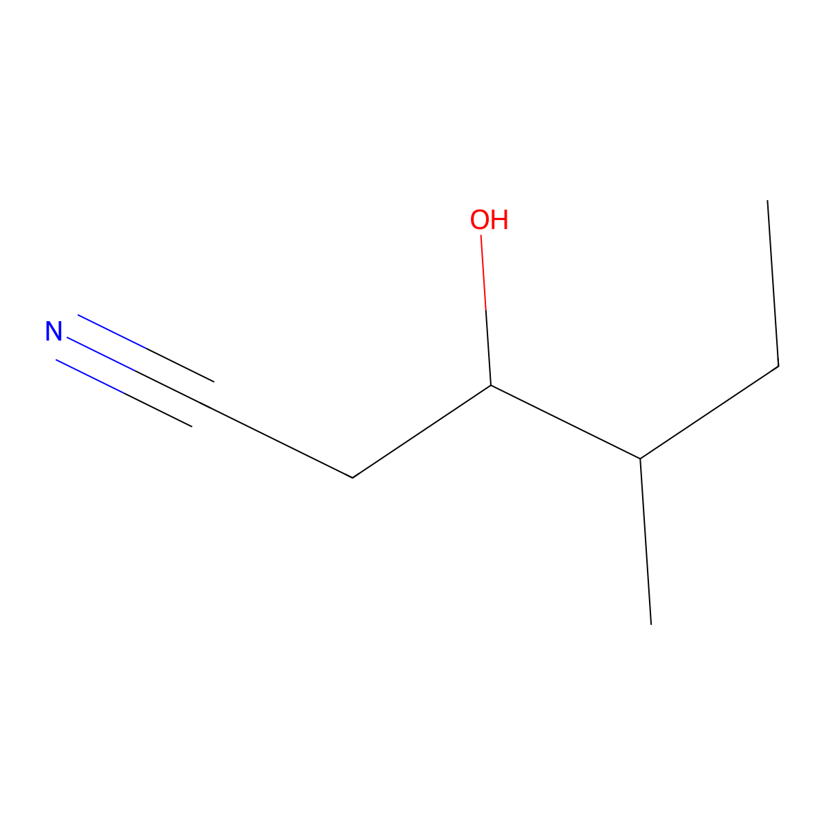 3-Hydroxy-4-methylhexanenitrile molecular structure, CAS 171858-80-3