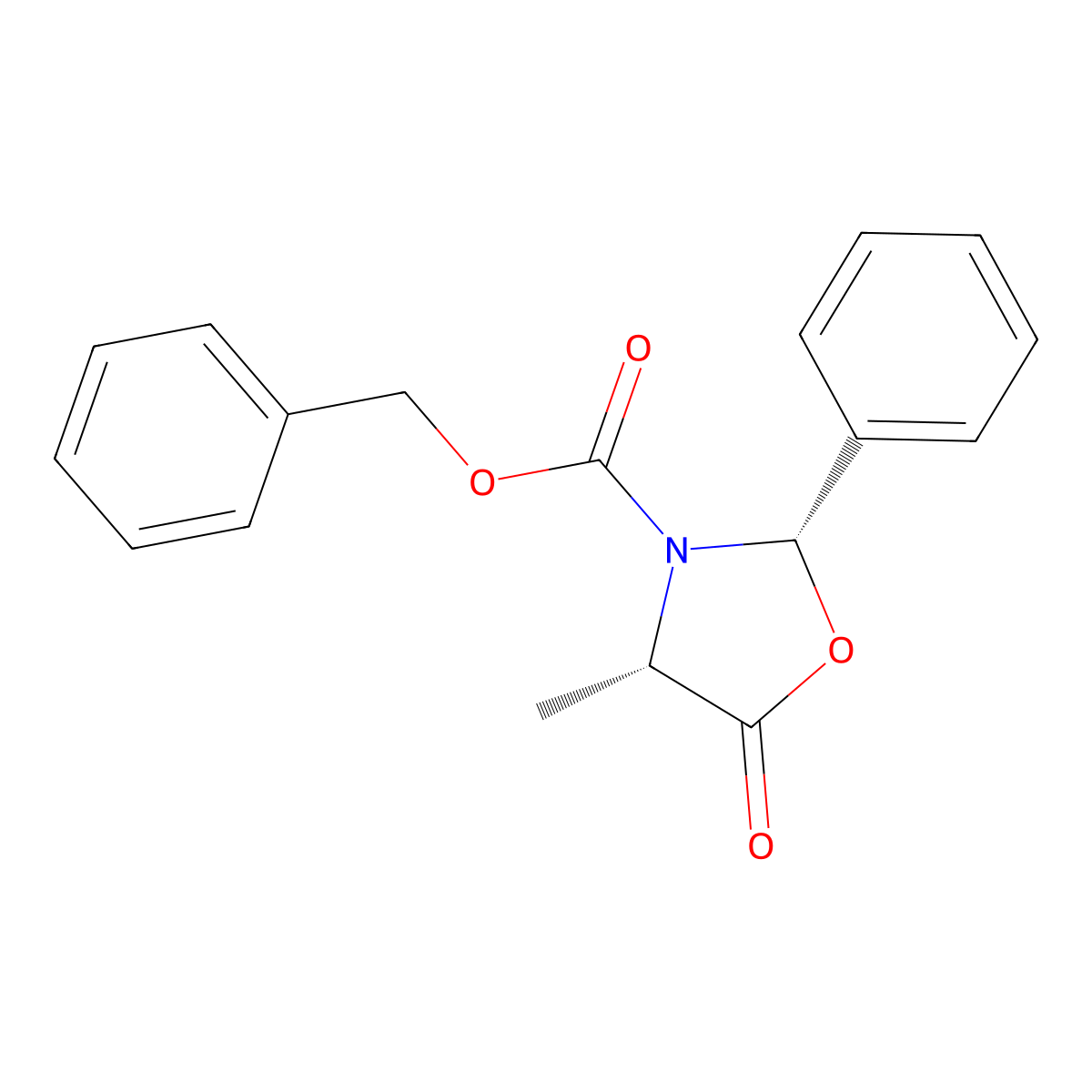 (2S,4S)-3-Benzyloxycarbonyl-4-methyl-2-phenyl-1,3-oxazolidin-5-one molecular structure, CAS 171860-41-6