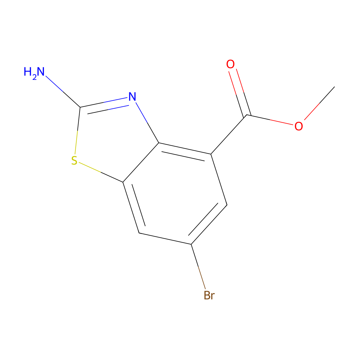Methyl 2-amino-6-bromobenzo[d]thiazole-4-carboxylate molecular structure, CAS 171874-59-2