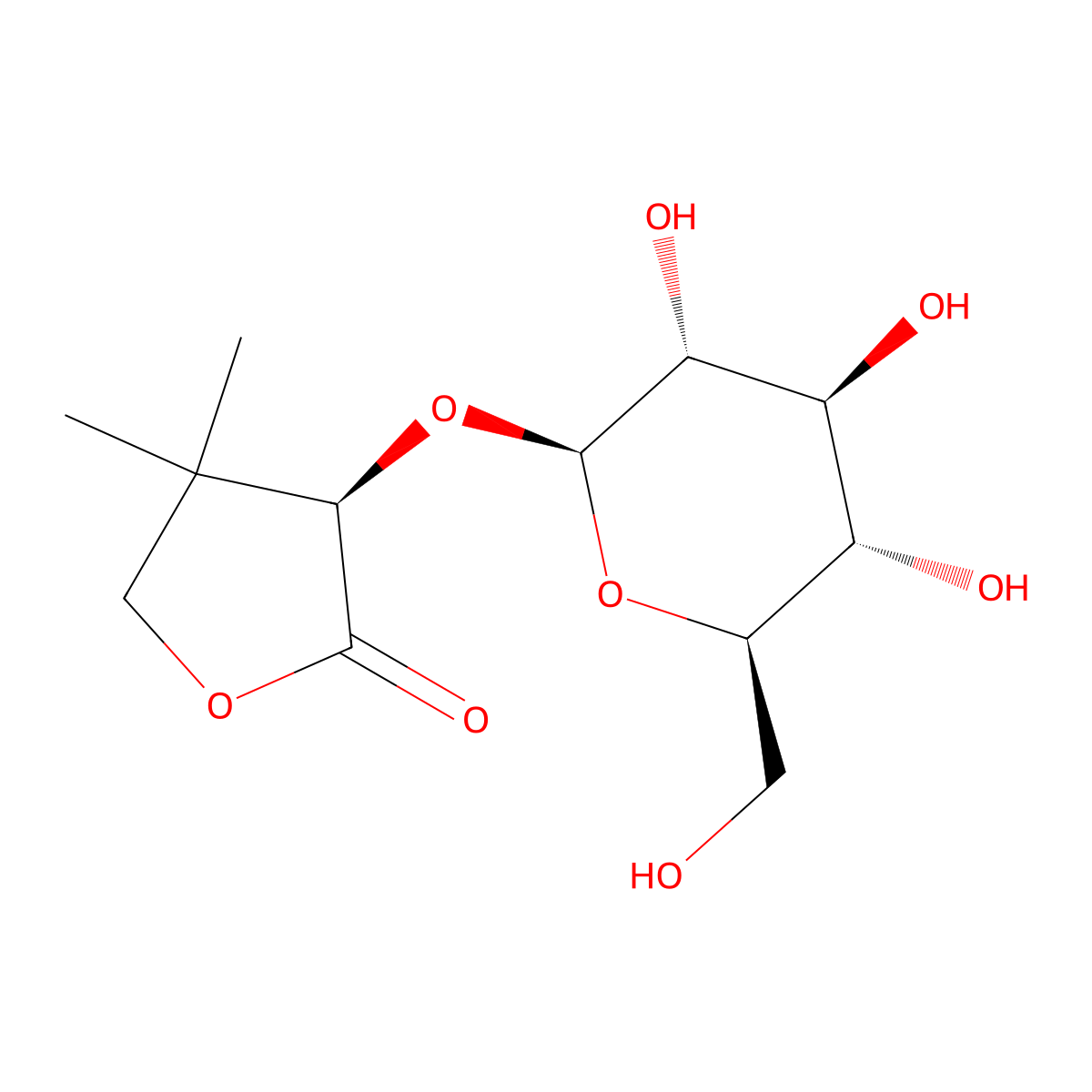 Pantoyl lactone glucoside molecular structure, CAS 171884-77-8