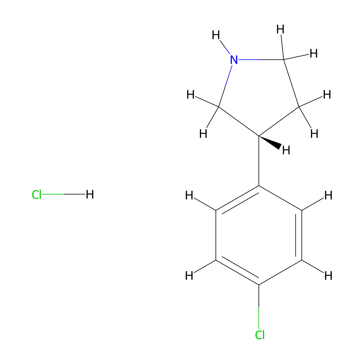 (r)-3-(4-Chlorophenyl)pyrrolidine hydrochloride molecular structure, CAS 171897-50-0