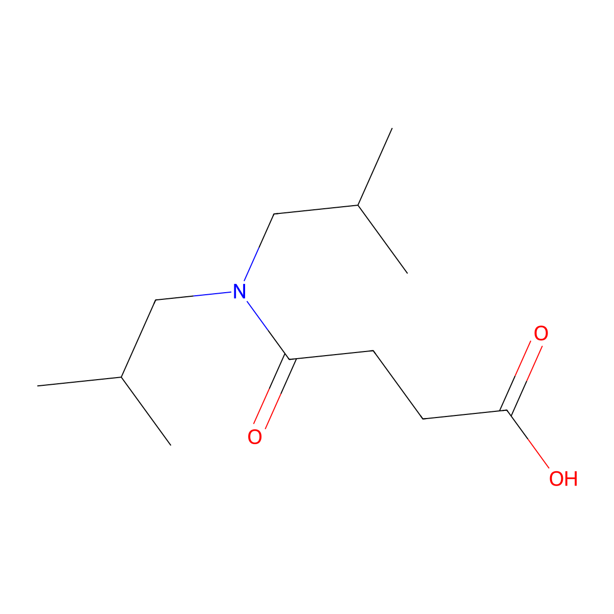4-[Bis(2-methylpropyl)amino]-4-oxobutanoic acid molecular structure, CAS 1719-00-2