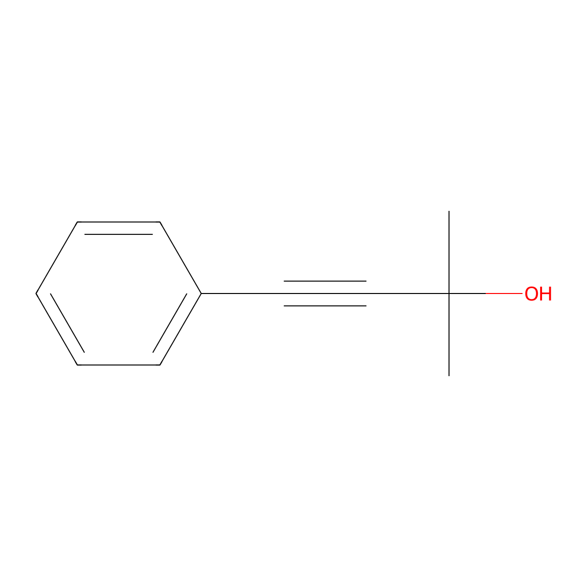 4-Phenyl-2-methyl-3-butyn-2-ol molecular structure, CAS 1719-19-3