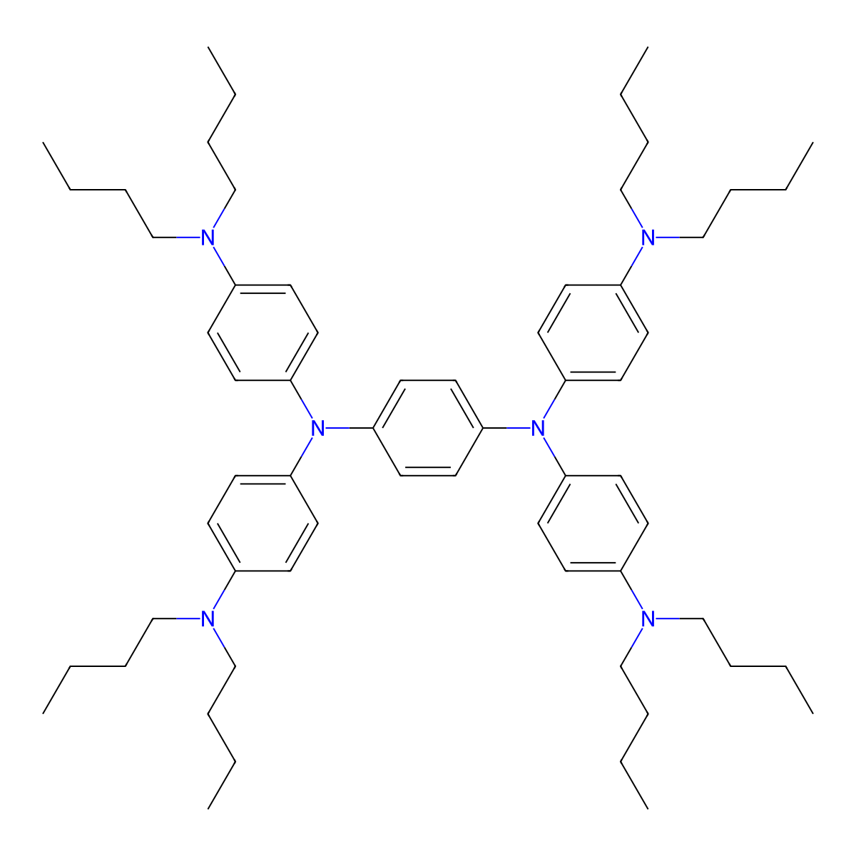 N,N,N',N'-tetrakis[4-(dibutylamino)phenyl]benzene-1,4-diamine molecular structure, CAS 171903-72-3