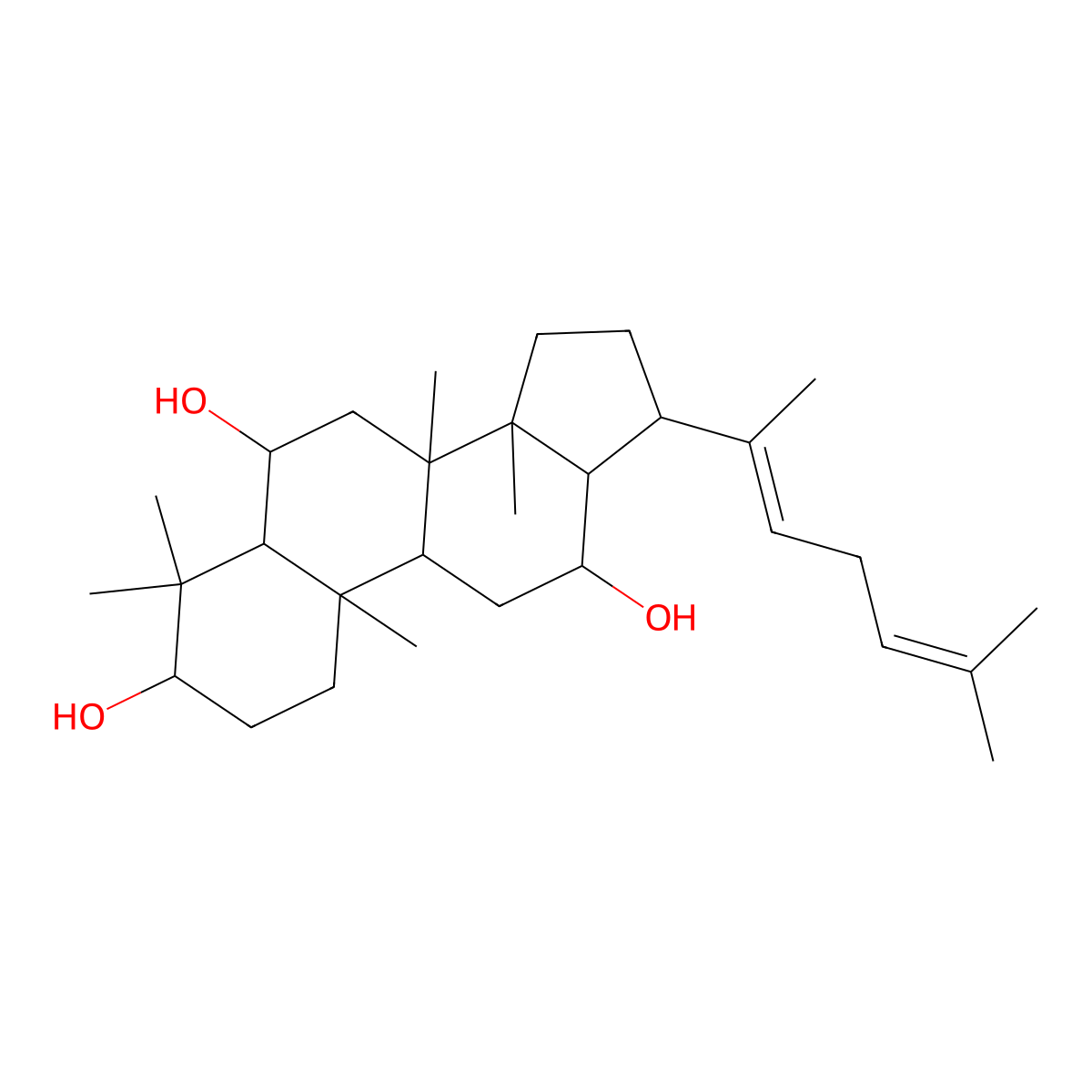 4,4,8,10,14-pentamethyl-17-(6-methylhepta-2,5-dien-2-yl)-2,3,5,6,7,9,11,12,13,15,16,17-dodecahydro-1H-cyclopenta[a]phenanthrene-3,6,12-triol molecular structure, CAS 171903-78-9