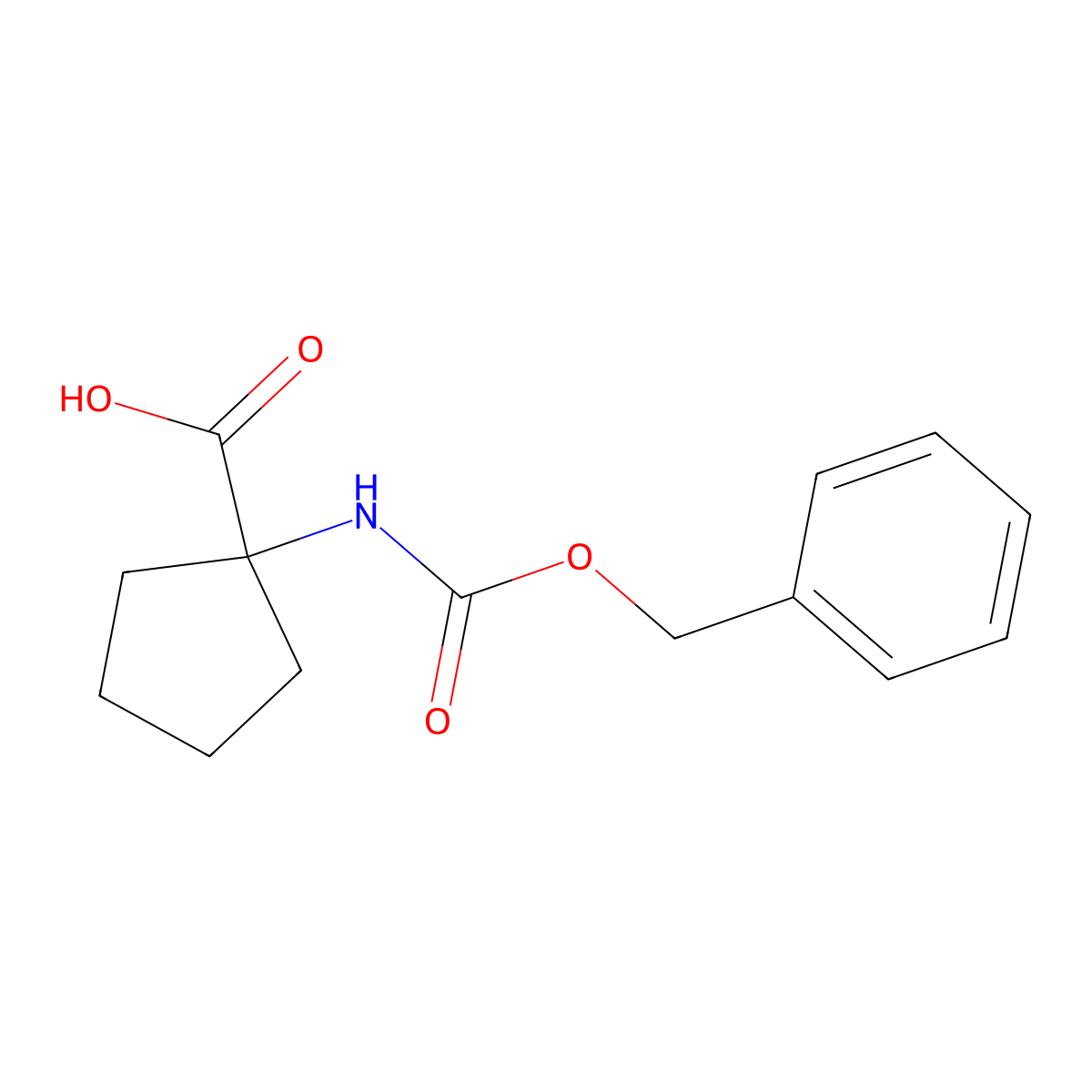 1-(((Phenylmethoxy)carbonyl)amino)cyclopentanecarboxylic acid molecular structure, CAS 17191-44-5