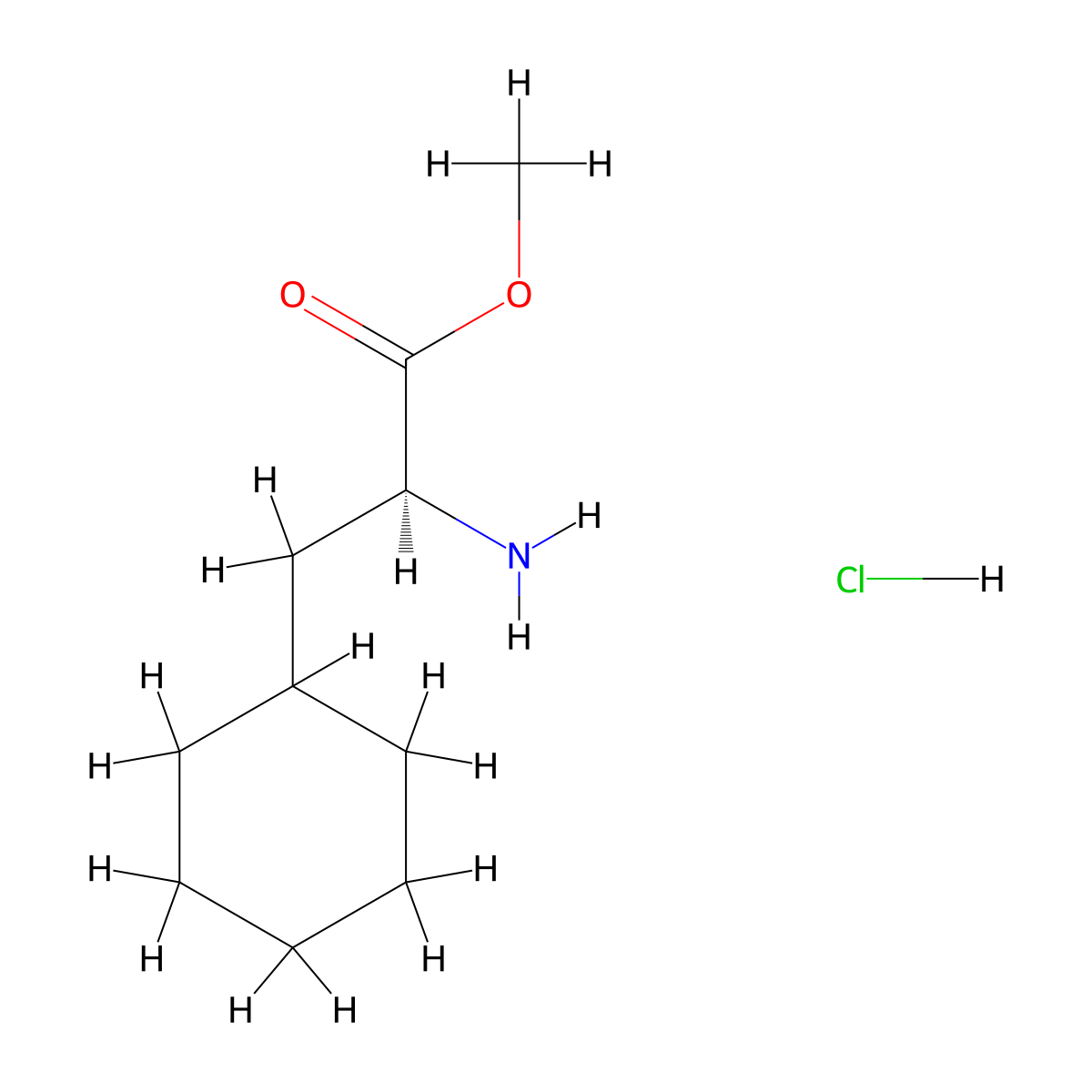 methyl (2S)-2-amino-3-cyclohexylpropanoate hydrochloride molecular structure, CAS 17193-39-4