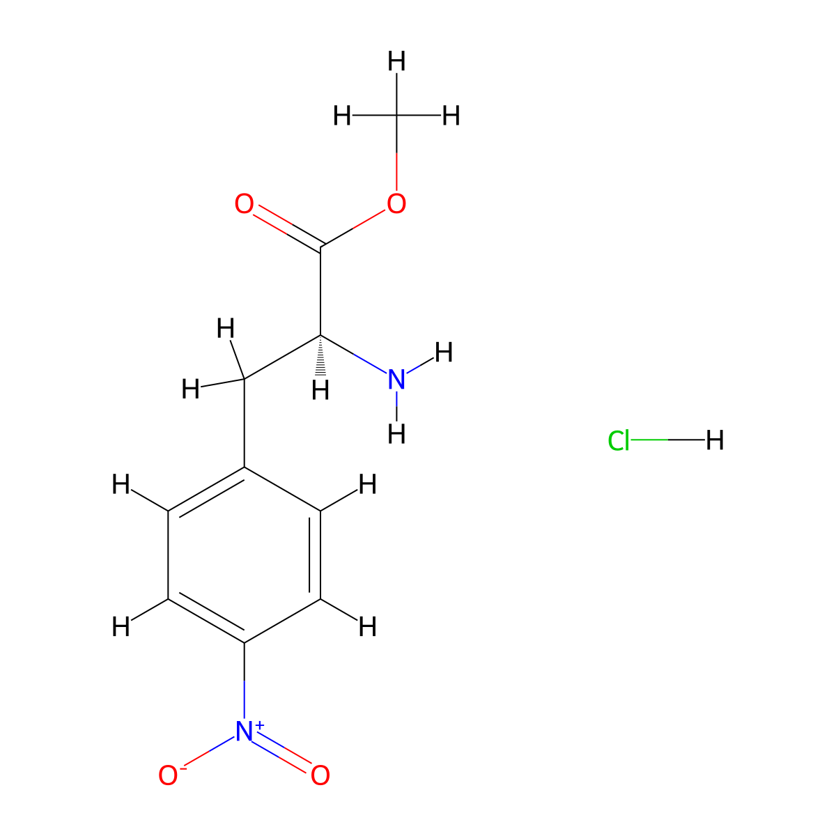 Methyl 4-nitro-L-phenylalaninate hydrochloride molecular structure, CAS 17193-40-7