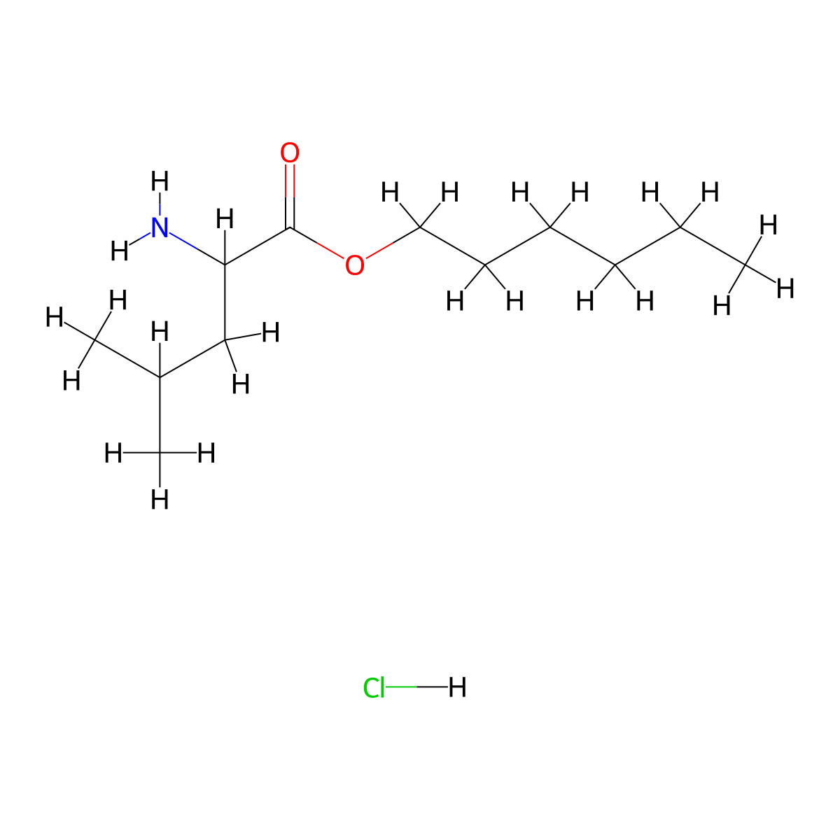 Hexyl 2-amino-4-methylpentanoate hydrochloride molecular structure, CAS 171963-32-9