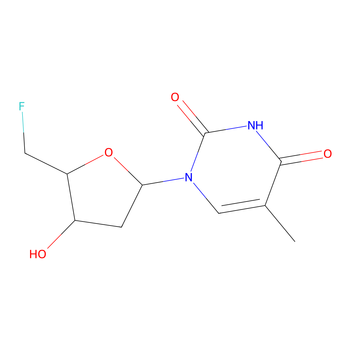5'-Deoxy-5'-fluorothymidine molecular structure, CAS 17199-43-8