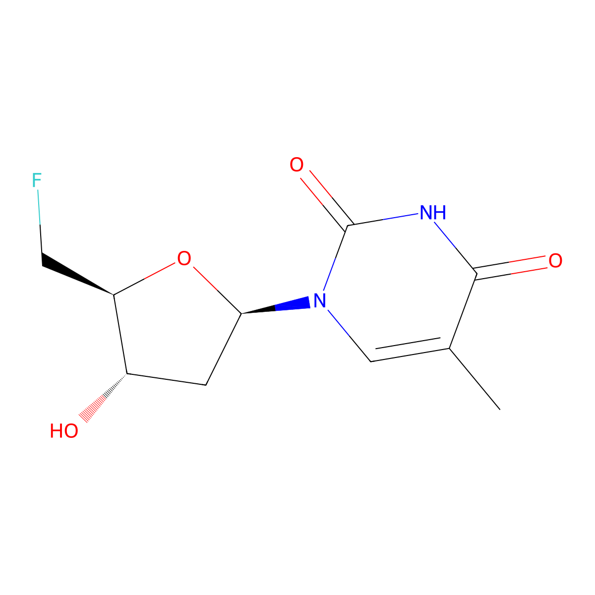 5'-Deoxy-5'-fluorothymidine molecular structure, CAS 17199-43-8