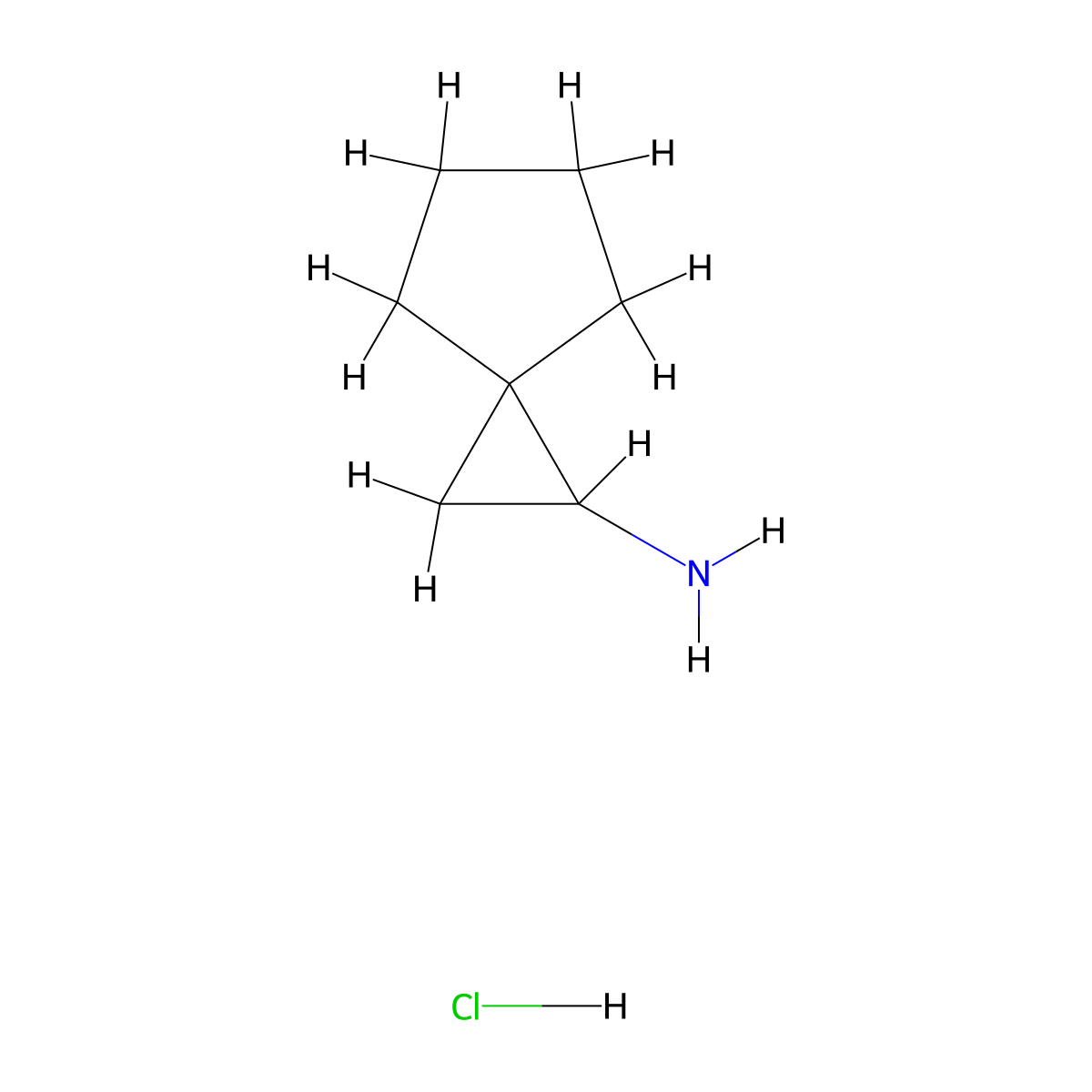Spiro[2.4]heptan-1-amine hydrochloride molecular structure, CAS 17202-53-8