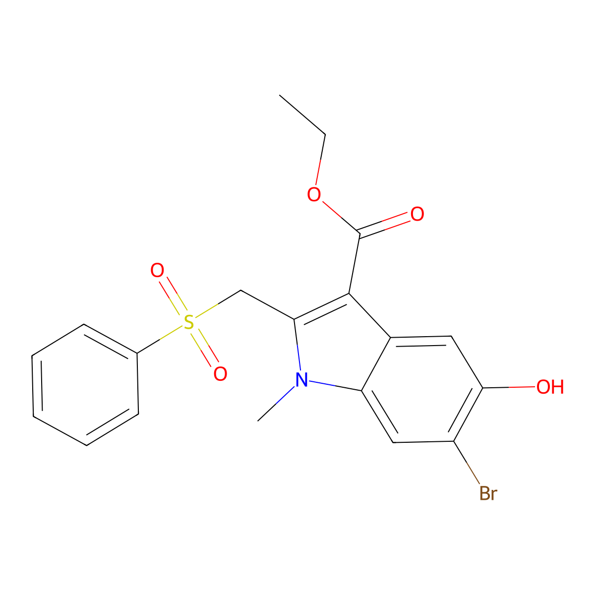 Ethyl 6-bromo-5-hydroxy-1-methyl-2-((phenylsulfonyl)methyl)-1H-indole-3-carboxylate molecular structure, CAS 172041-15-5