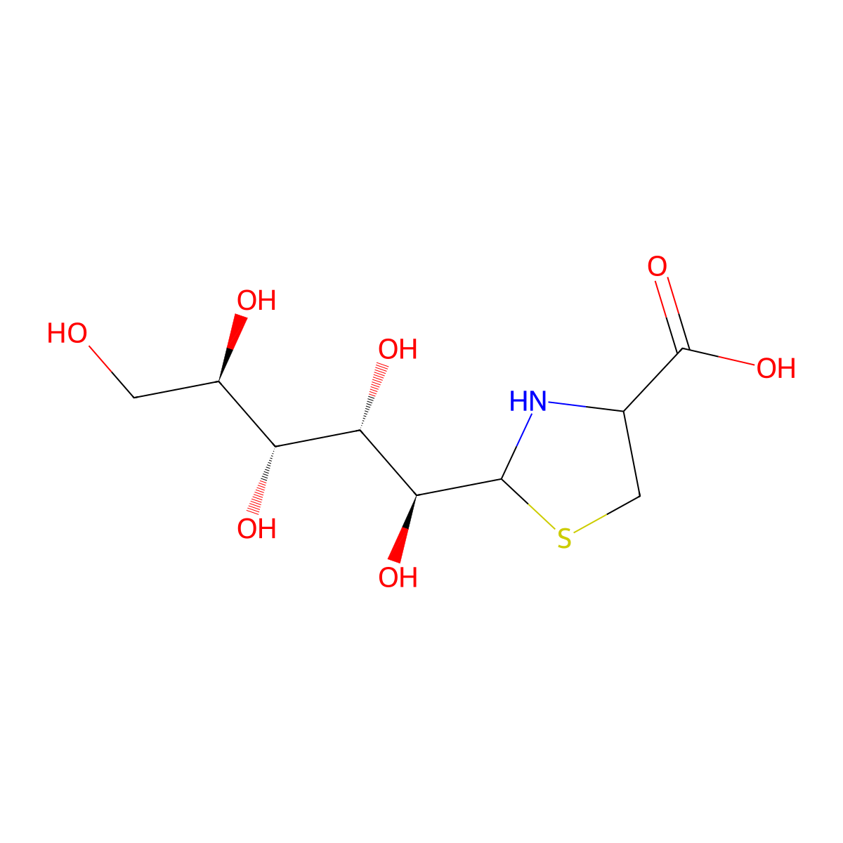 (1S)-1-C-(4-Carboxythiazolidin-2-yl)-D-arabinitol molecular structure, CAS 17205-71-9