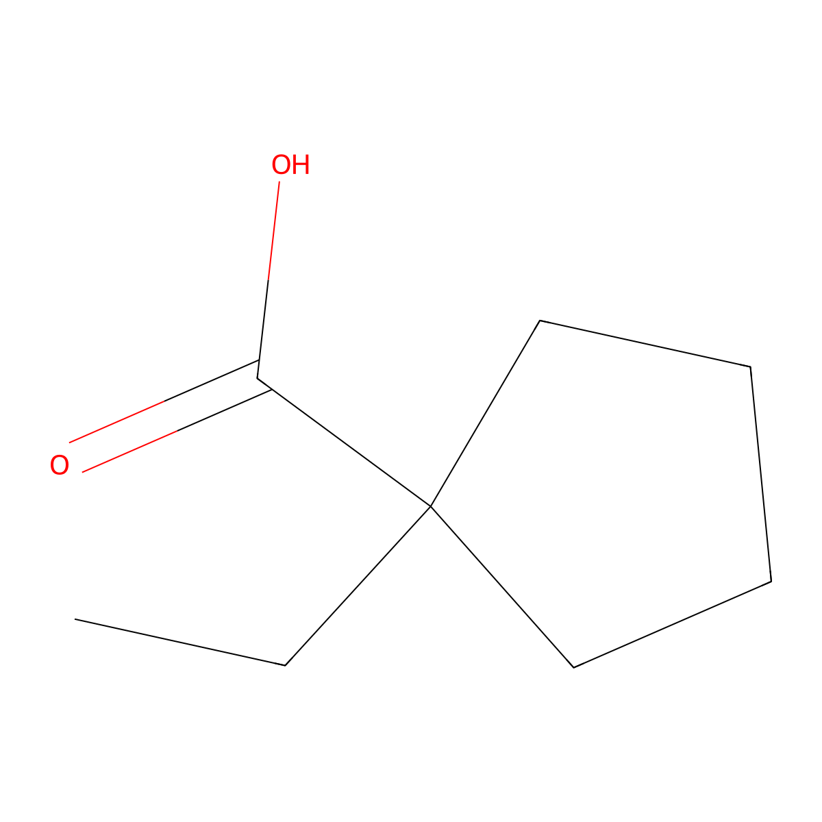 1-Ethylcyclopentane-1-carboxylic acid molecular structure, CAS 17206-19-8