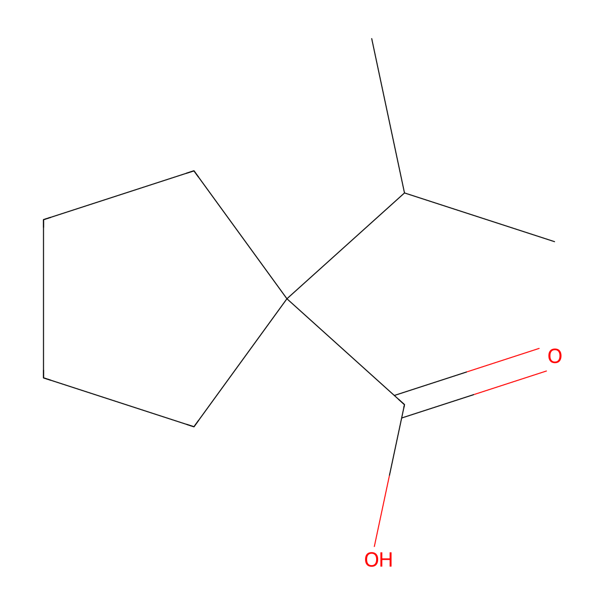 1-(Propan-2-yl)cyclopentane-1-carboxylic acid molecular structure, CAS 17206-39-2