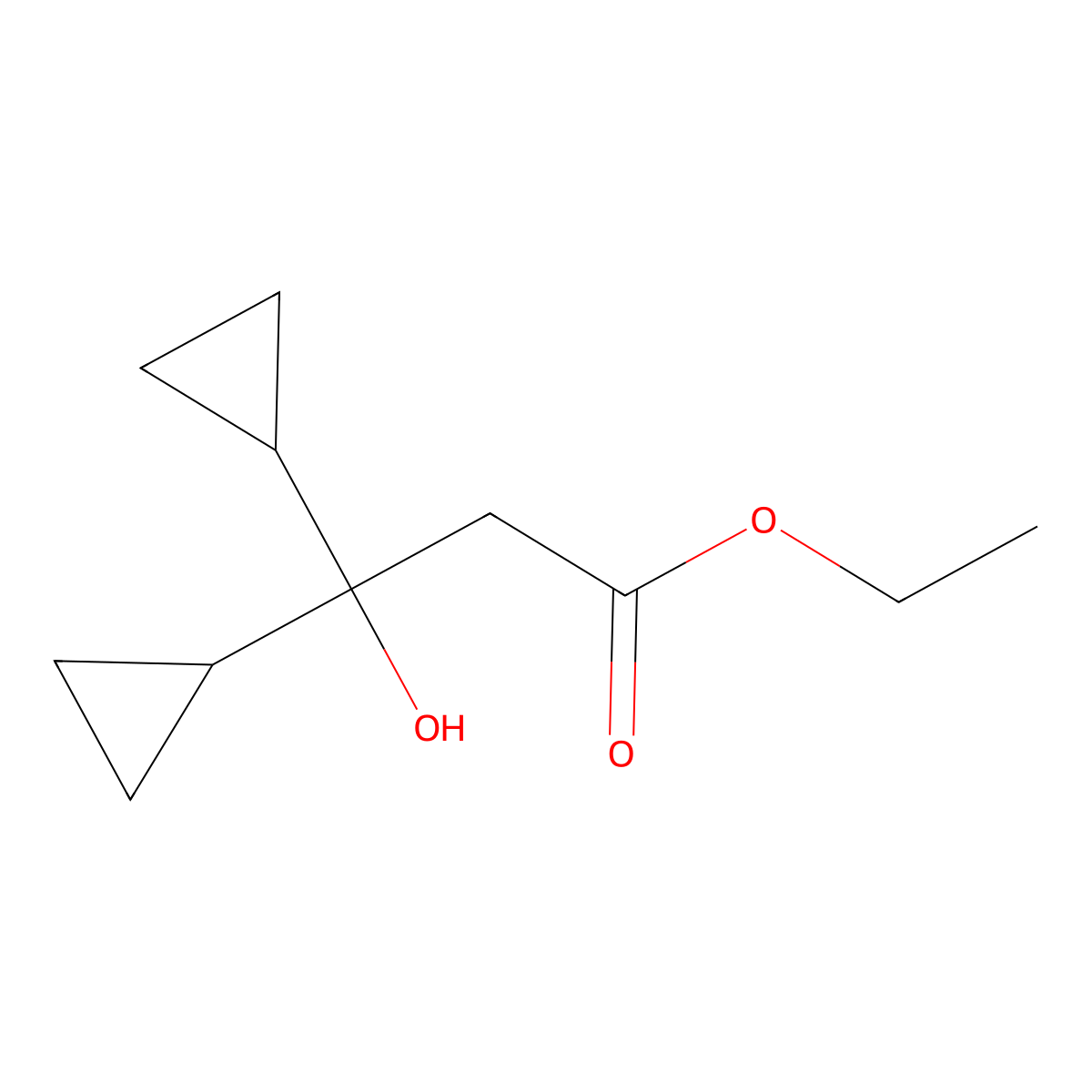 Ethyl 3,3-dicyclopropyl-3-hydroxypropanoate molecular structure, CAS 17206-84-7