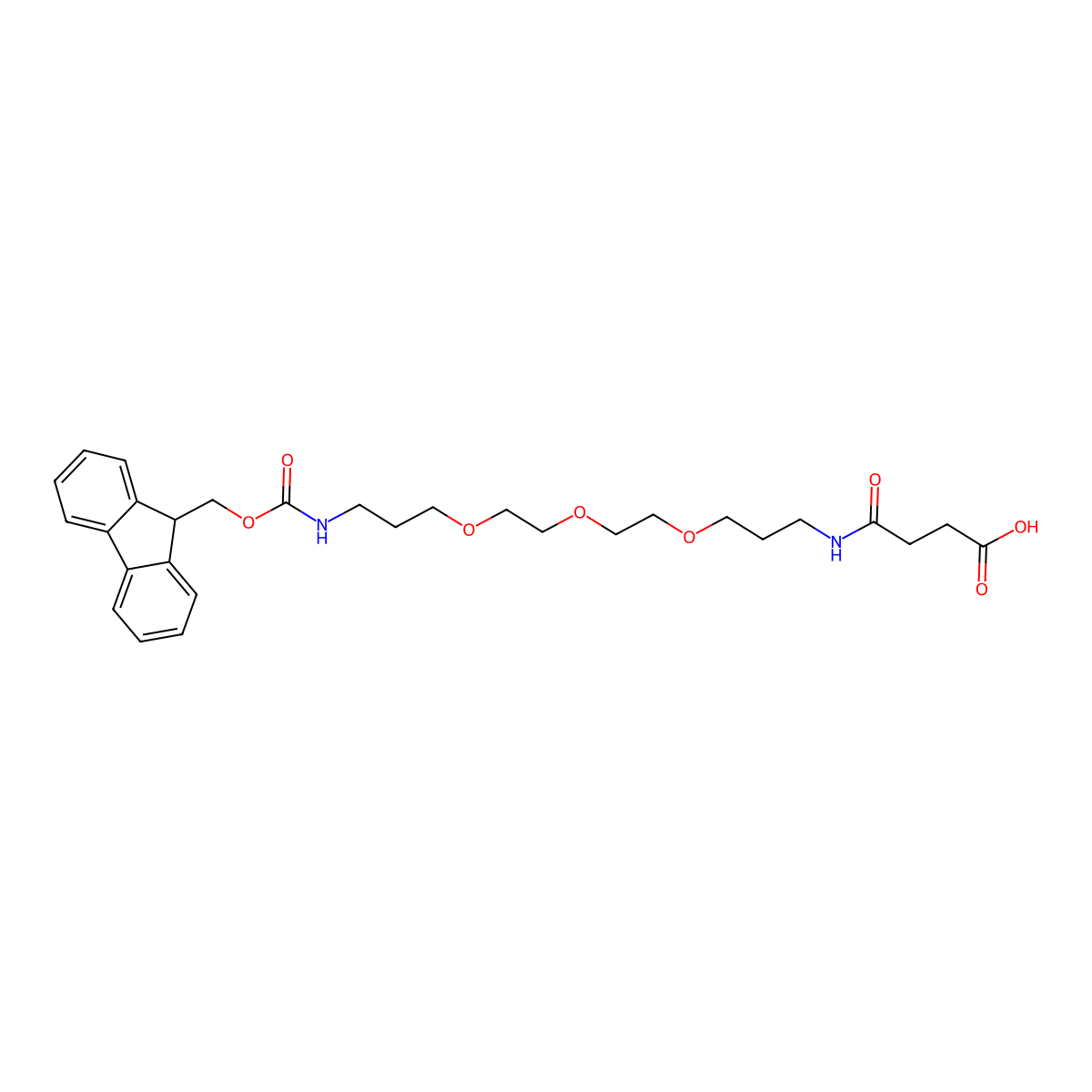 1-(9H-Fluoren-9-yl)-3,19-dioxo-2,8,11,14-tetraoxa-4,18-diazadocosan-22-oic acid molecular structure, CAS 172089-14-4