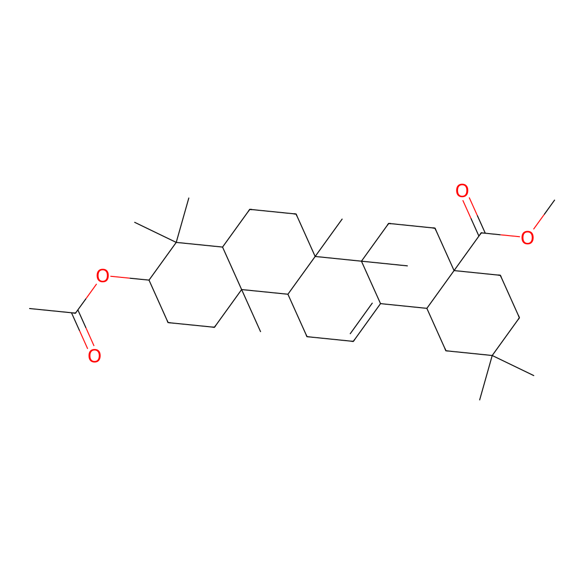 Olean-12-en-28-oic acid, 3beta-hydroxy-, methyl ester, acetate molecular structure, CAS 1721-57-9
