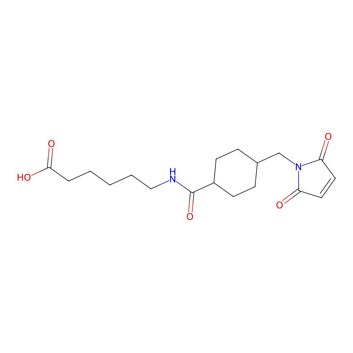 6-(4-((2,5-dioxo-2,5-dihydro-1H-pyrrol-1-yl)methyl)cyclohexane-1-carboxamido)hexanoic acid molecular structure, CAS 172100-40-2