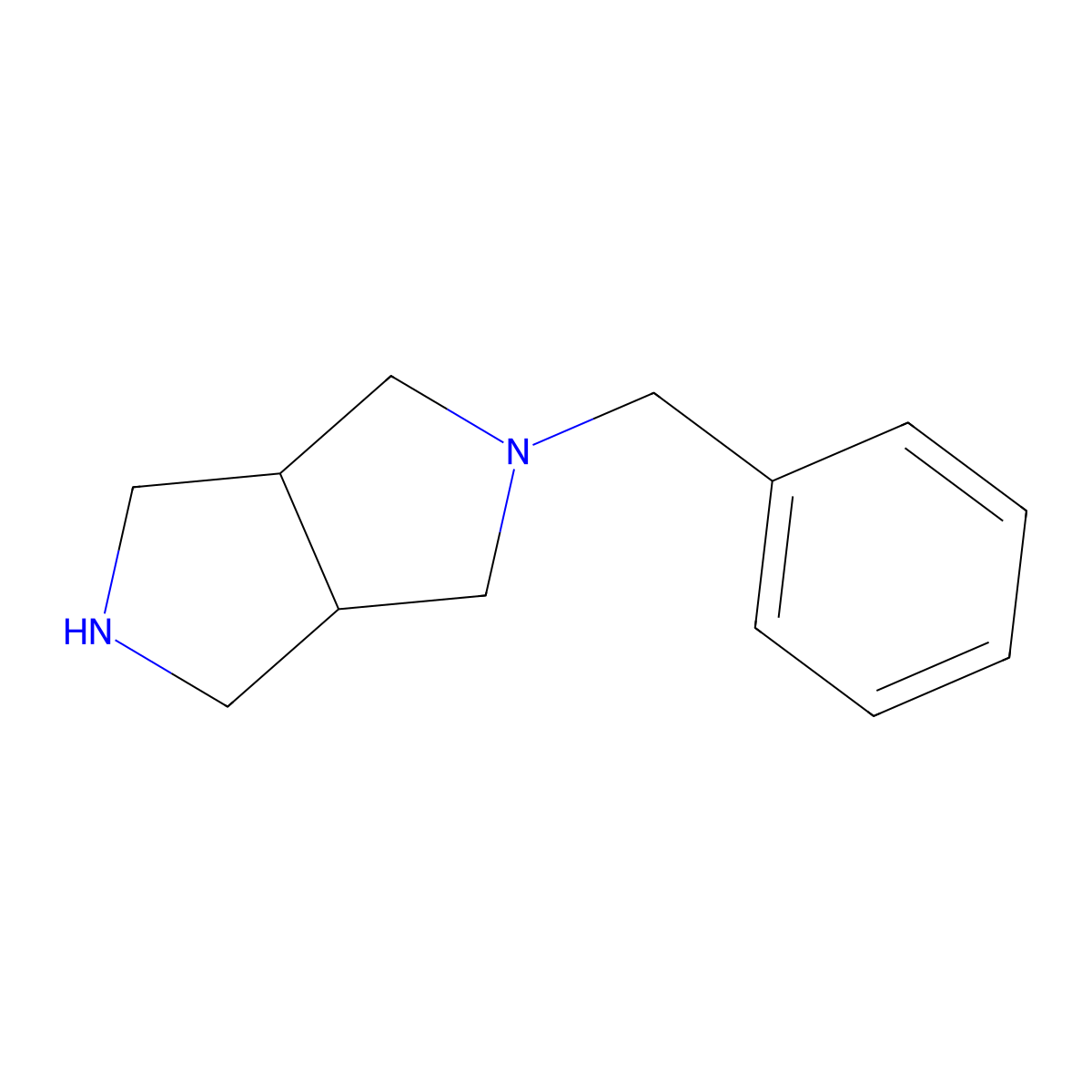 rel-(3aR,6aS)-Octahydro-2-(phenylmethyl)pyrrolo(3,4-c)pyrrole molecular structure, CAS 172139-04-7