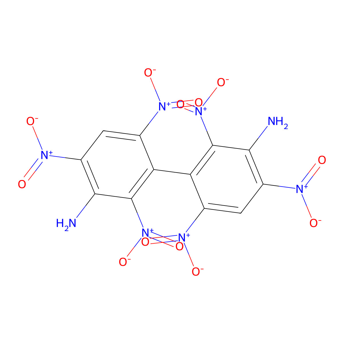 [1,1'-Biphenyl]-3,3'-diamine, 2,2',4,4',6,6'-hexanitro- molecular structure, CAS 17215-44-0