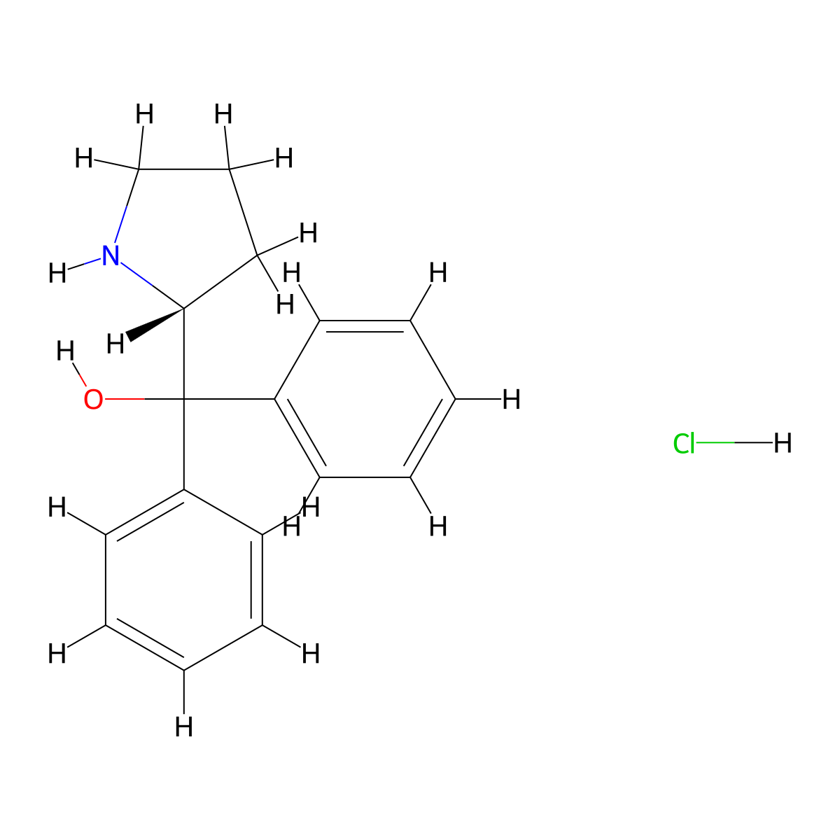 2-Pyrrolidinemethanol, alpha,alpha-diphenyl-, hydrochloride, (R)- molecular structure, CAS 172152-19-1