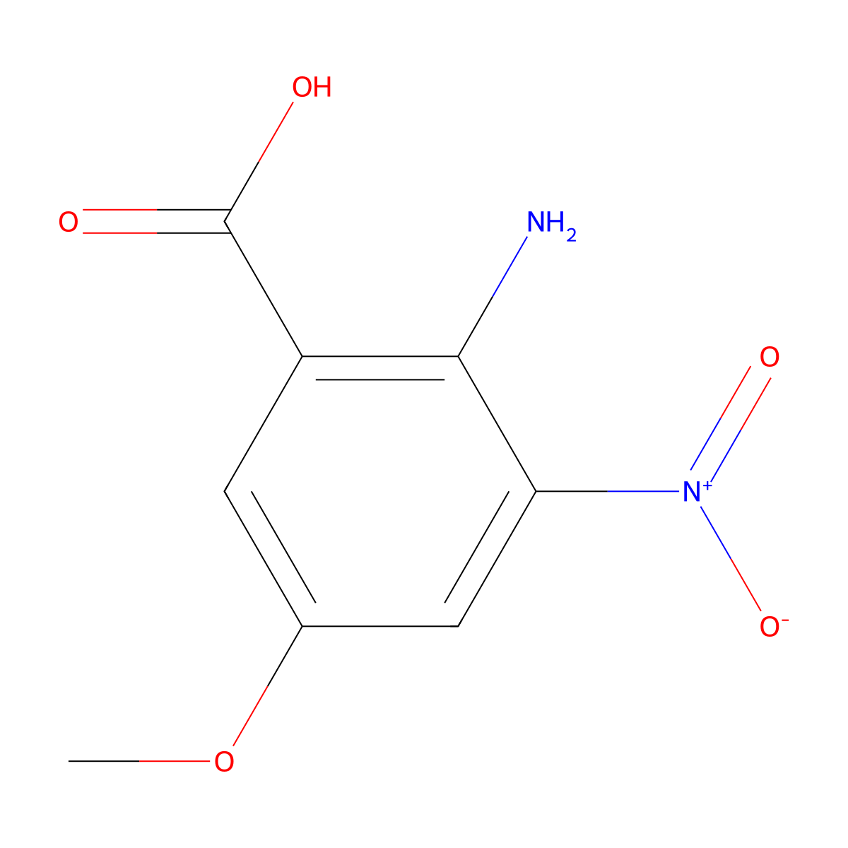 2-Amino-5-methoxy-3-nitrobenzoic acid molecular structure, CAS 172162-02-6