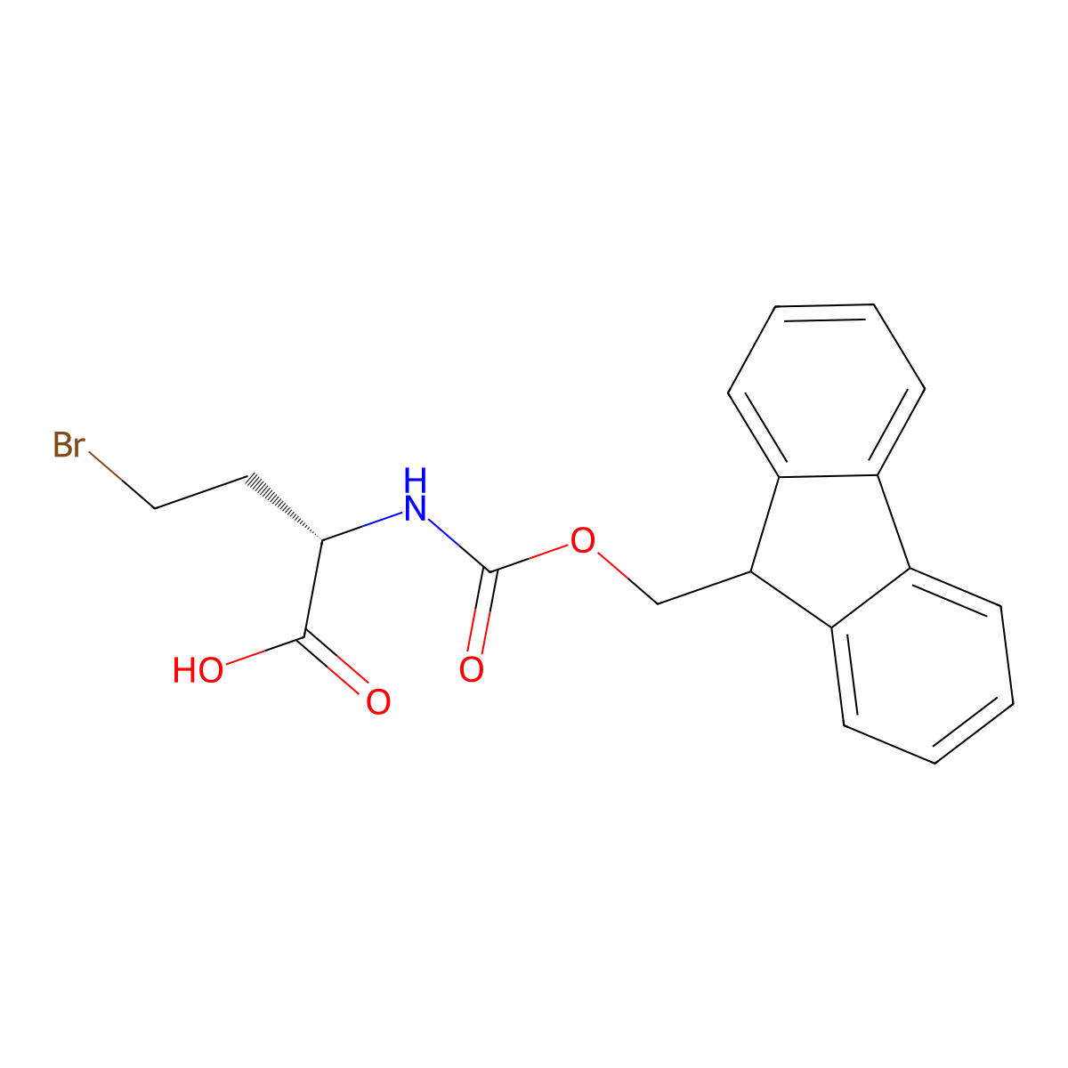 (S)-2-((((9H-Fluoren-9-yl)methoxy)carbonyl)amino)-4-bromobutanoic acid molecular structure, CAS 172169-88-9