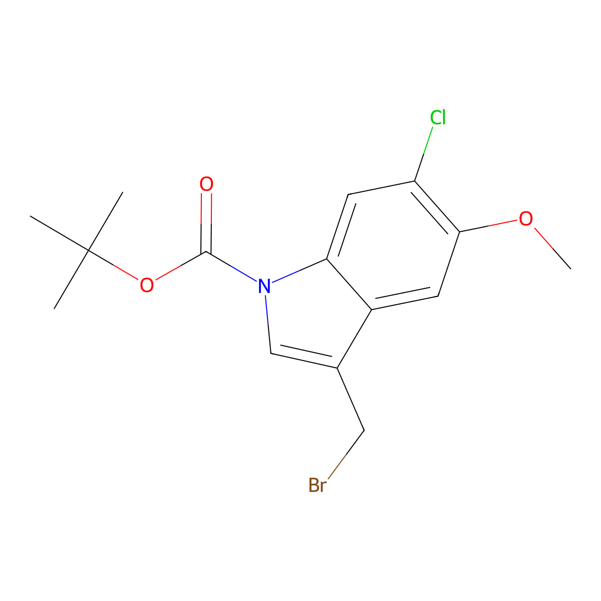 Tert-butyl 3-(bromomethyl)-6-chloro-5-methoxy-1H-indole-1-carboxylate molecular structure, CAS 172169-91-4