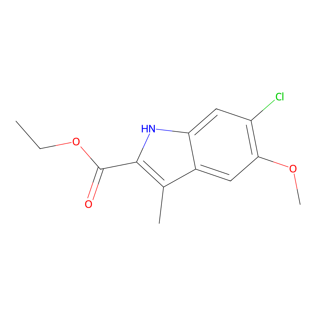 Ethyl 6-chloro-5-methoxy-3-methyl-1H-indole-2-carboxylate molecular structure, CAS 172169-96-9