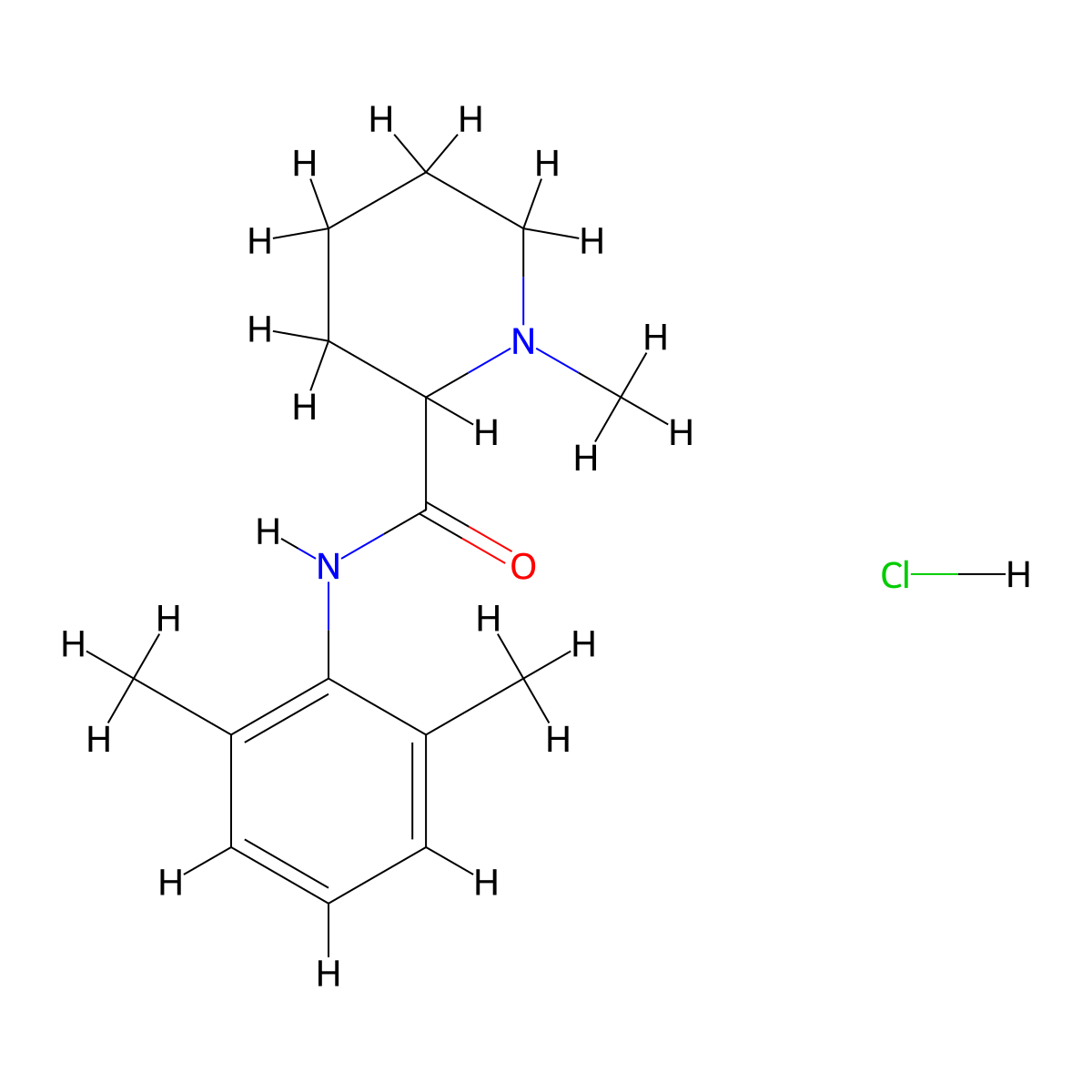 Mepivacaine Hydrochloride molecular structure, CAS 1722-62-9