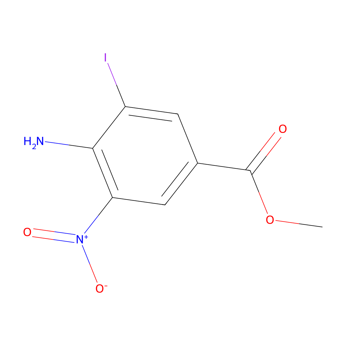 Methyl 4-amino-3-iodo-5-nitrobenzoate molecular structure, CAS 172221-28-2