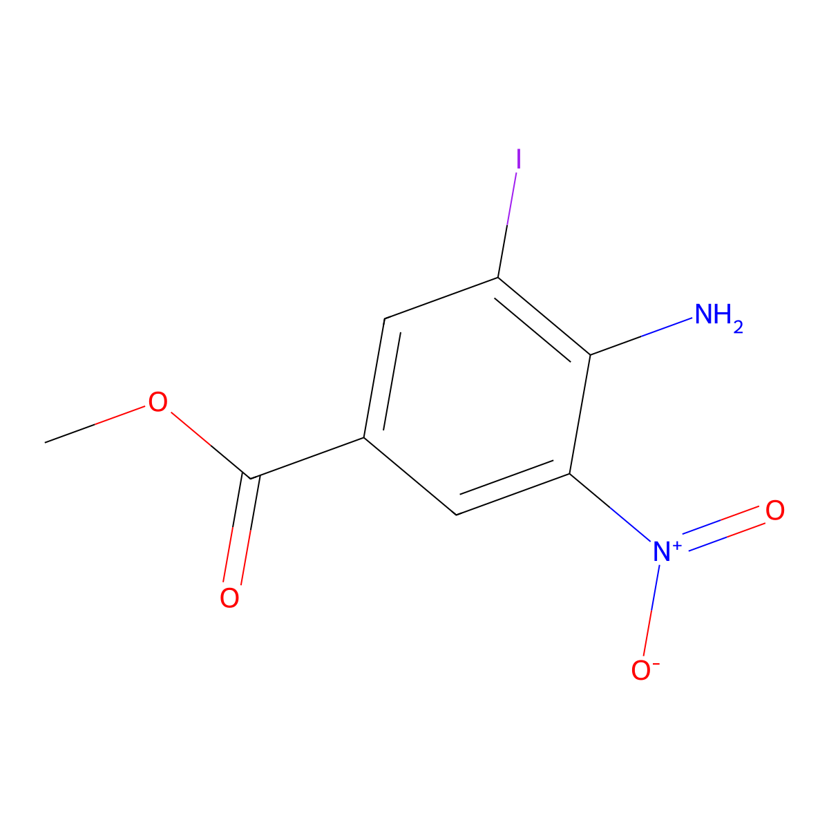 Methyl 4-amino-3-iodo-5-nitrobenzoate molecular structure, CAS 172221-28-2
