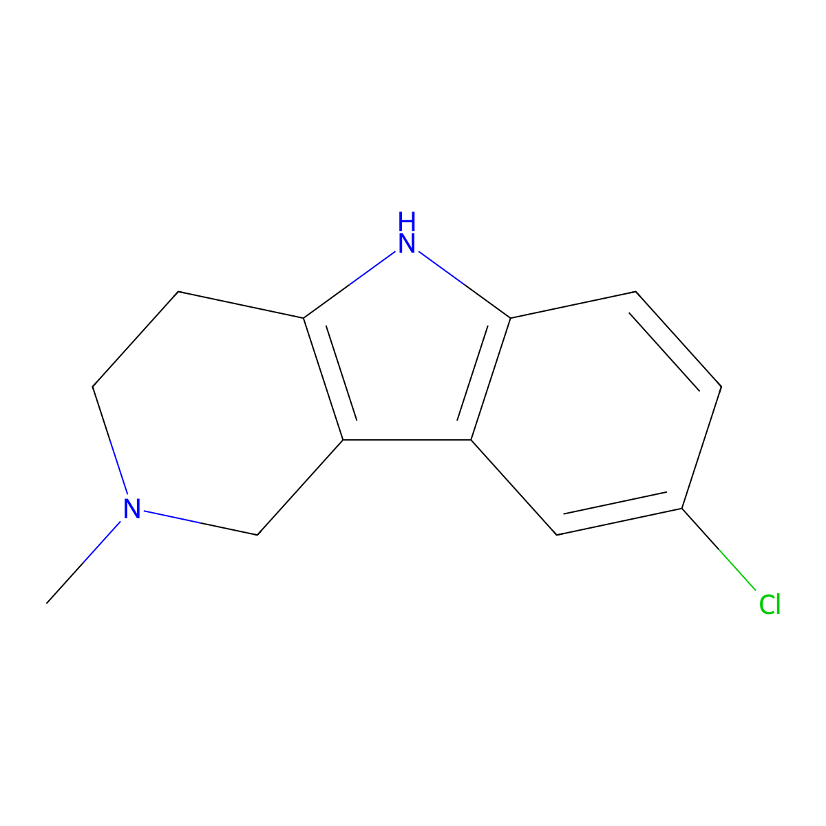 8-chloro-2-methyl-1H,2H,3H,4H,5H-pyrido(4,3-b)indole molecular structure, CAS 17223-45-9