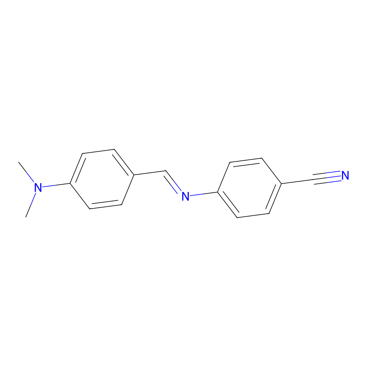 Benzonitrile, 4-[[[4-(dimethylamino)phenyl]methylene]amino]- molecular structure, CAS 17224-24-7