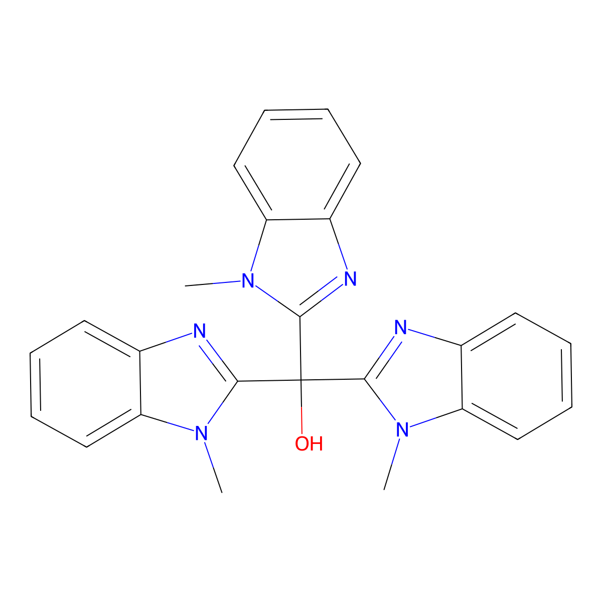 Tris(1-methyl-1H-1,3-benzodiazol-2-yl)methanol molecular structure, CAS 172269-93-1
