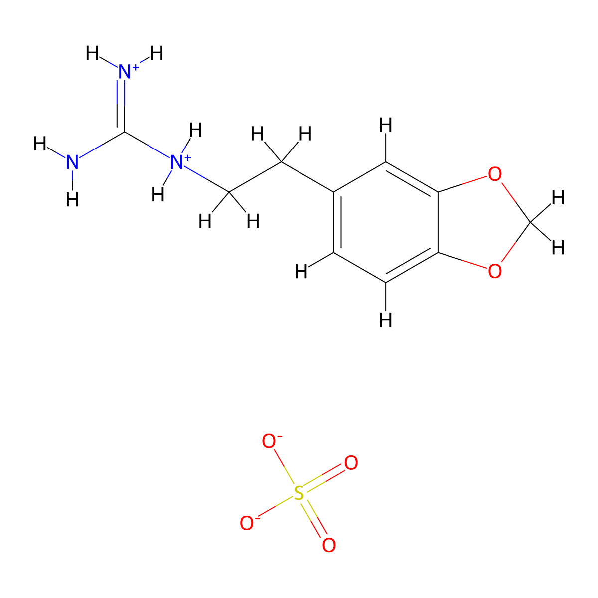Guanidine, 1-(3,4-(methylenedioxy)phenethyl)-, sulfate (2:1) molecular structure, CAS 17228-45-4