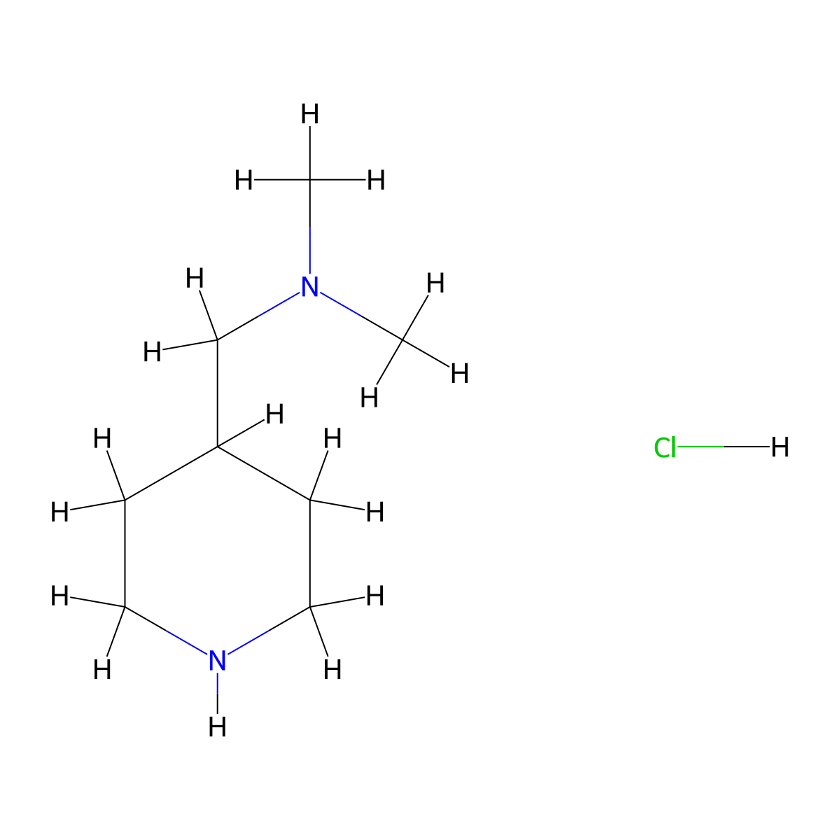 N,N-dimethyl-1-(piperidin-4-yl)methanamine hydrochloride molecular structure, CAS 172281-93-5