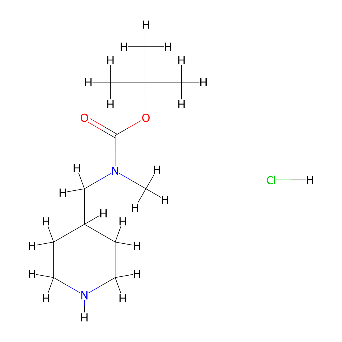tert-Butyl methyl(piperidin-4-ylmethyl)carbamate hydrochloride molecular structure, CAS 172281-95-7