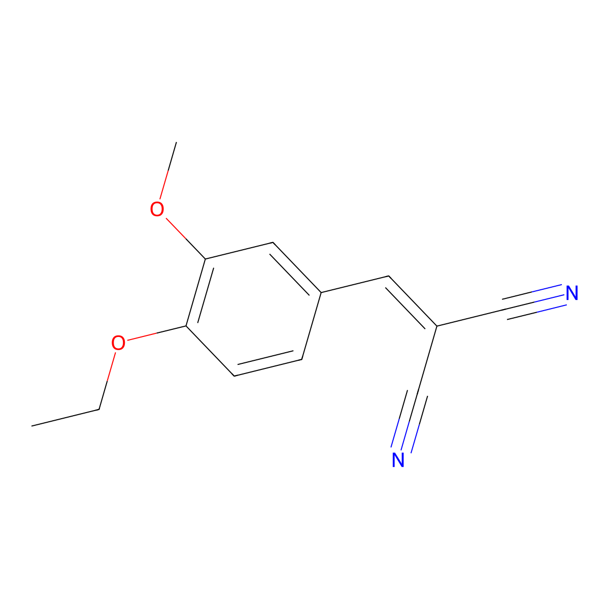 Malononitrile, (4-ethoxy-3-methoxybenzylidene)- molecular structure, CAS 17229-42-4