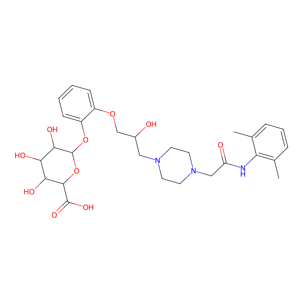 Desmethyl Ranolazine-D-Glucuronide molecular structure, CAS 172300-93-5