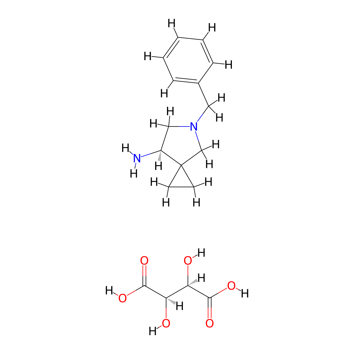 (R)-5-Benzyl-5-azaspiro[2.4]heptan-7-amine (2R,3R)-2,3-dihydroxysuccinate molecular structure, CAS 172318-61-5
