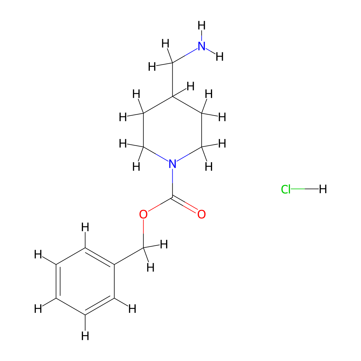 Benzyl 4-(aminomethyl)piperidine-1-carboxylate hydrochloride molecular structure, CAS 172348-57-1