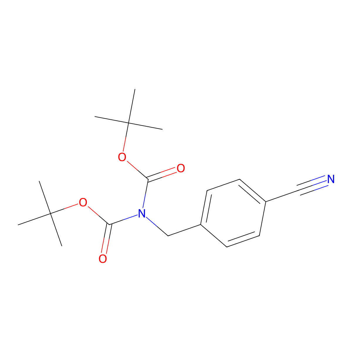 Tert-butyl N-[(4-cyanophenyl)methyl]-N-[(2-methylpropan-2-yl)oxycarbonyl]carbamate molecular structure, CAS 172348-74-2