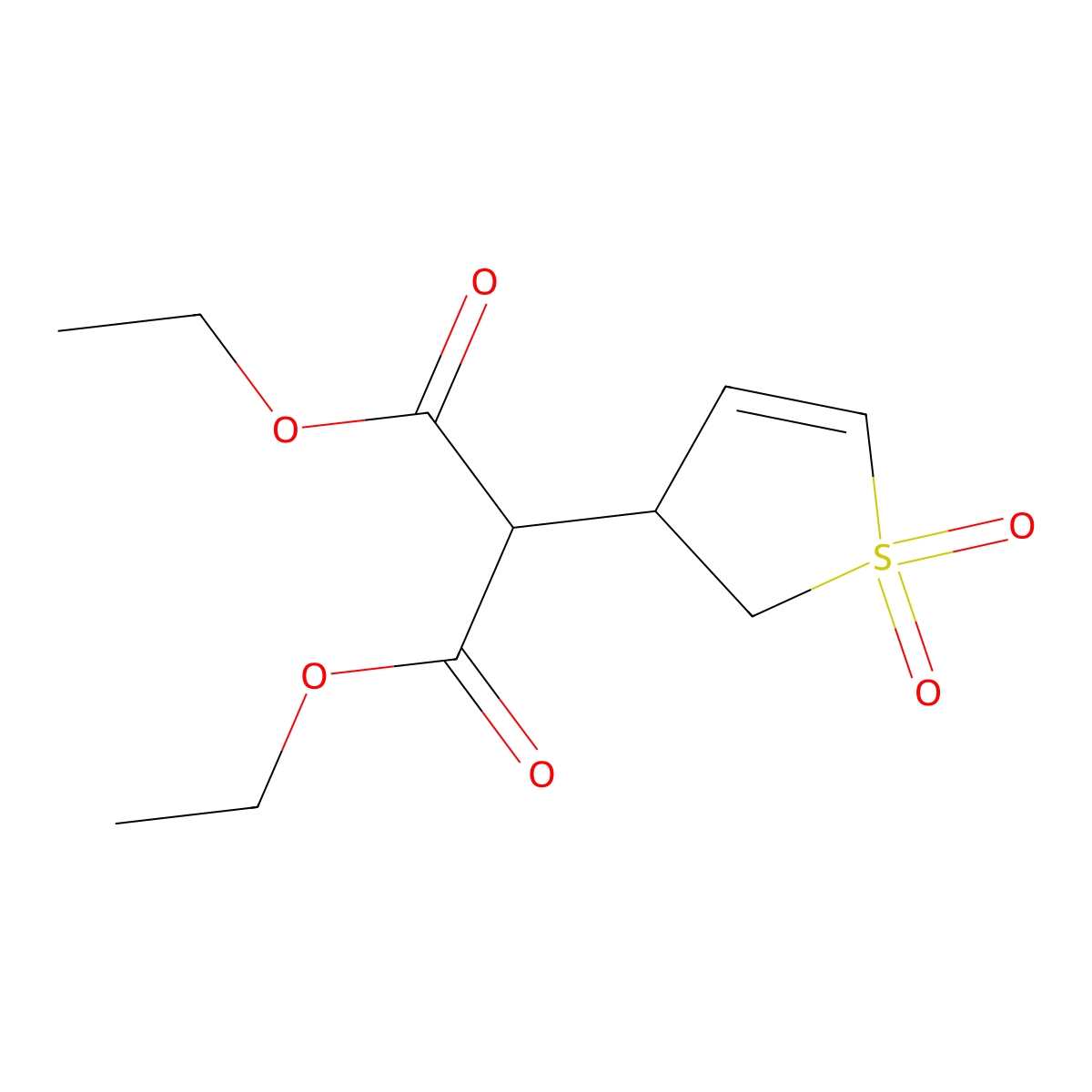 Diethyl 2-(1,1-dioxo-2,3-dihydrothiophen-3-yl)propanedioate molecular structure, CAS 17235-98-2