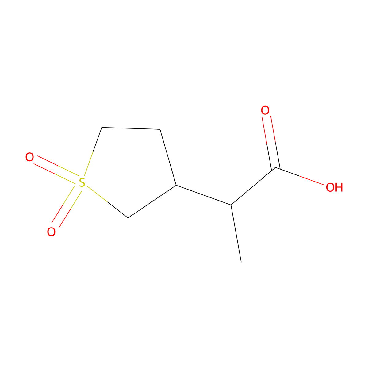 2-(1,1-Dioxidotetrahydrothiophen-3-yl)propanoic acid molecular structure, CAS 17236-06-5